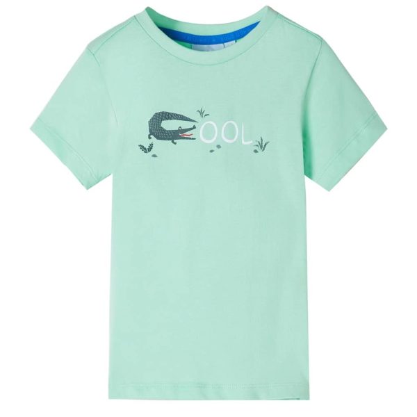 T-shirt manga curta para criança verde-claro 140