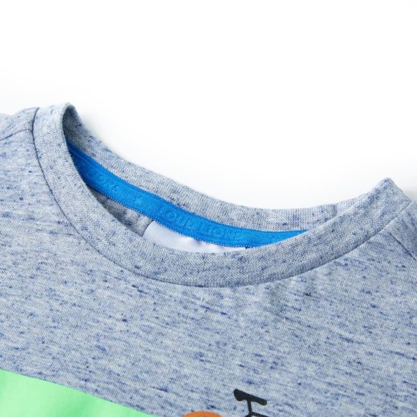 T-shirt de manga curta para criança azul-mesclado 140 - Image 3