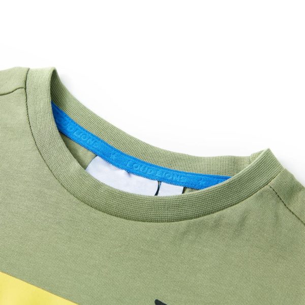 T-shirt de manga curta para criança caqui-claro 116 - Image 3