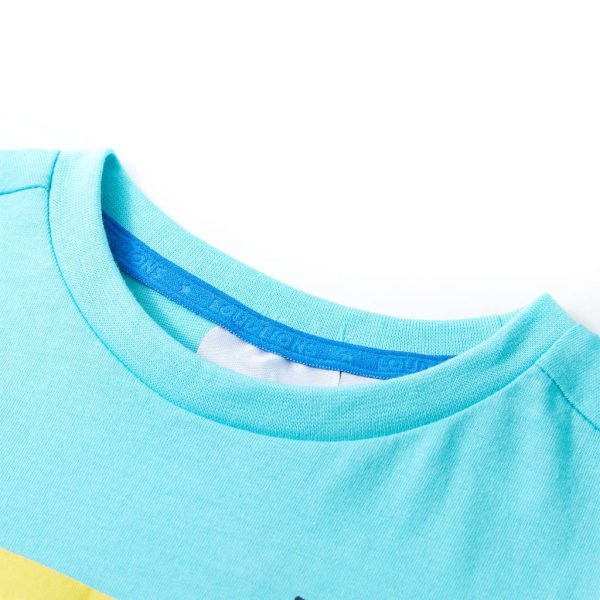 T-shirt de manga curta para criança ciano 104 - Image 3