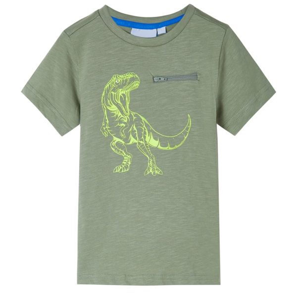 T-shirt manga curta para criança caqui-claro 140