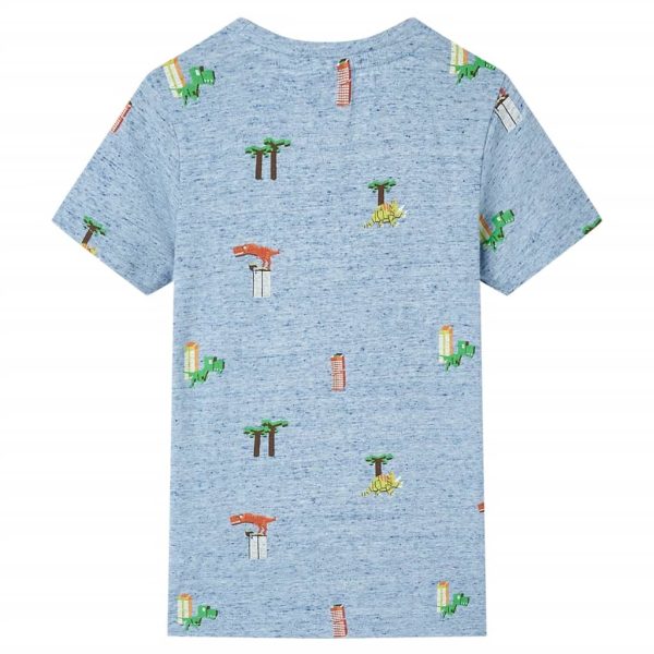 T-shirt para criança azul mesclado 92 - Image 2