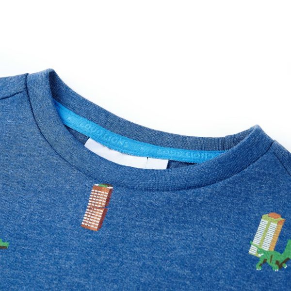 T-shirt para criança azul-escuro mesclado 104 - Image 3