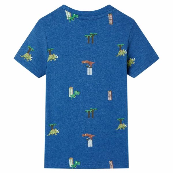 T-shirt para criança azul-escuro mesclado 116 - Image 2