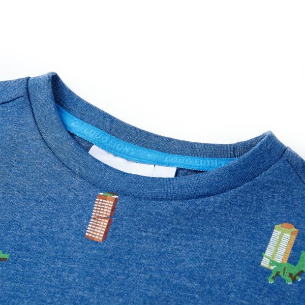 T-shirt para criança azul-escuro mesclado 116 - Image 3