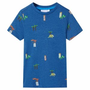 T-shirt para criança azul-escuro mesclado 140