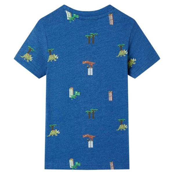 T-shirt para criança azul-escuro mesclado 140 - Image 2