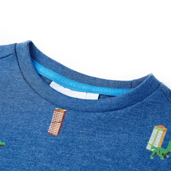 T-shirt para criança azul-escuro mesclado 140 - Image 3