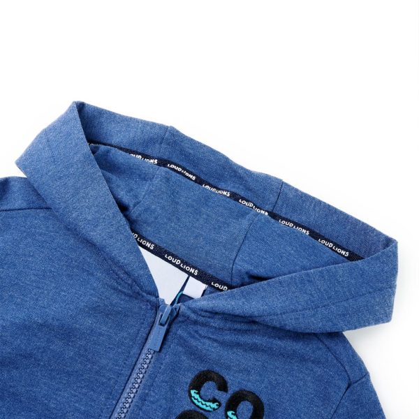 Sweatshirt para criança com capuz e fecho azul-escuro mesclado 104 - Image 3