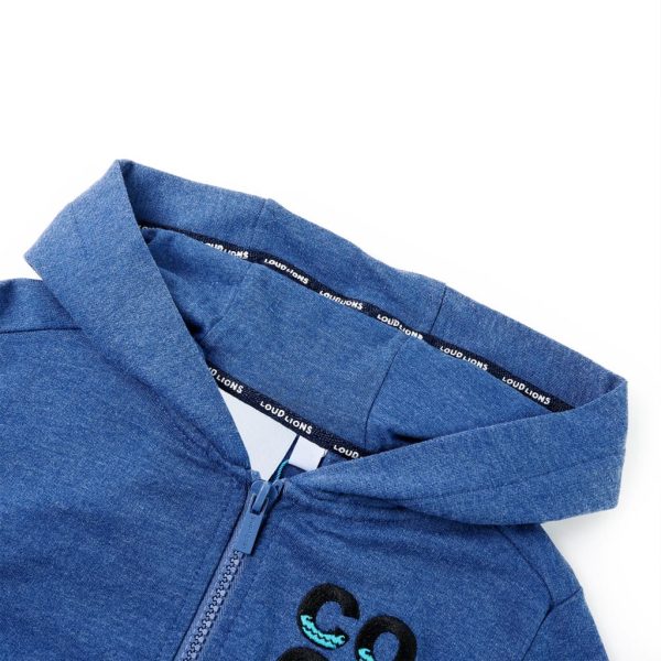 Sweatshirt para criança com capuz e fecho azul-escuro mesclado 116 - Image 3