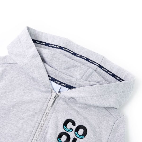 Sweatshirt para criança com capuz e fecho cinzento 92 - Image 3