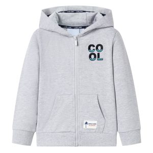 Sweatshirt para criança com capuz e fecho cinzento 104