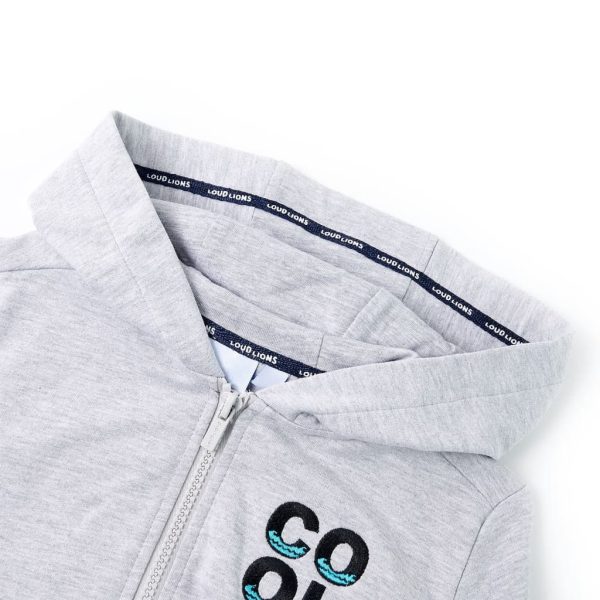 Sweatshirt para criança com capuz e fecho cinzento 128 - Image 3