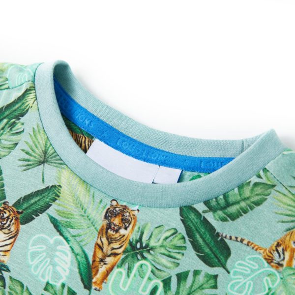 T-shirt para criança verde-claro mesclado 92 - Image 3