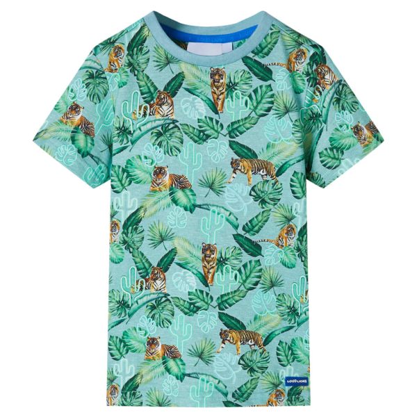 T-shirt para criança verde-claro mesclado 128