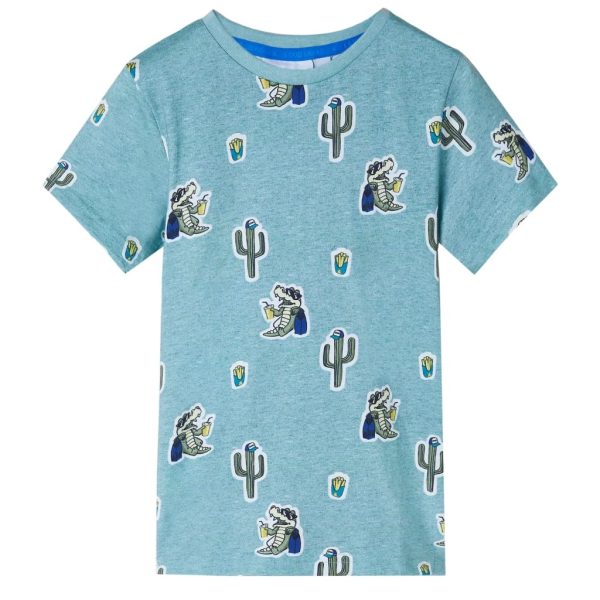 T-shirt para criança verde-claro mesclado 128