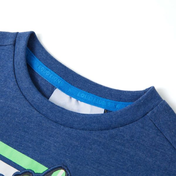 T-shirt para criança azul-escuro mesclado 104 - Image 3