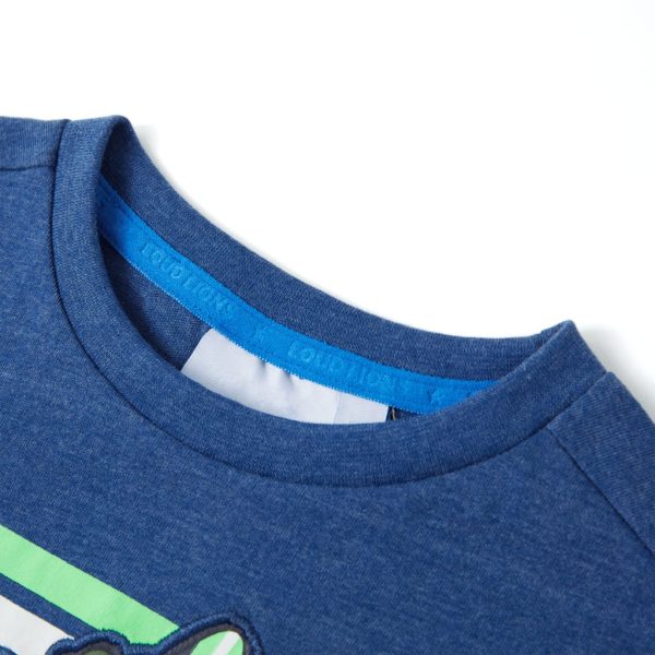T-shirt para criança azul-escuro mesclado 140 - Image 3