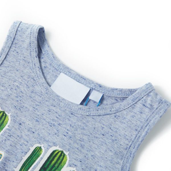 T-shirt de manga cava criança azul-mesclado 92 - Image 3