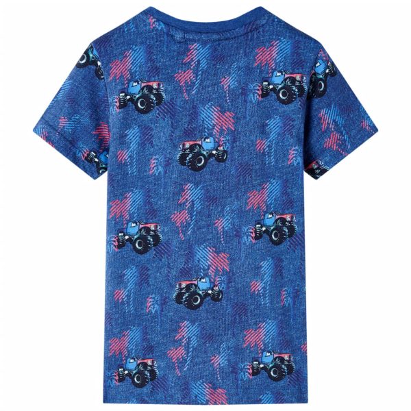 T-shirt infantil azul-escuro mesclado 128 - Image 2