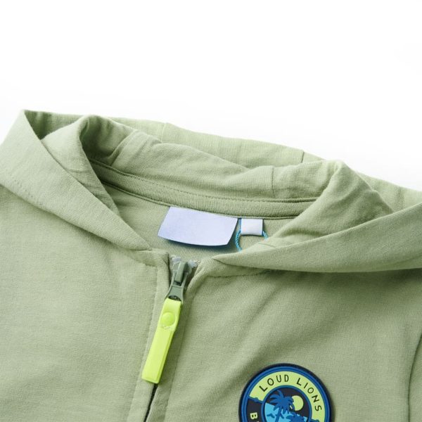 Sweatshirt para criança com capuz e fecho caqui 128 - Image 3