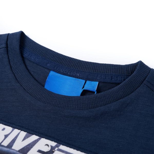 T-shirt de manga comprida para criança azul-marinho mesclado 104 - Image 3