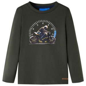 T-shirt de manga comprida para criança cor caqui 92