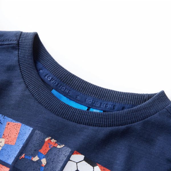T-shirt de manga comprida para criança azul-marinho mesclado 92 - Image 3