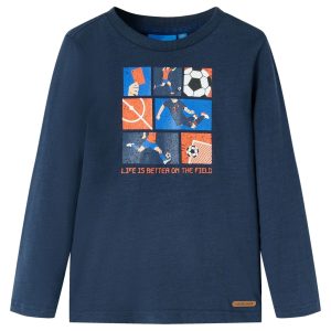 T-shirt de manga comprida para criança azul-marinho mesclado 104