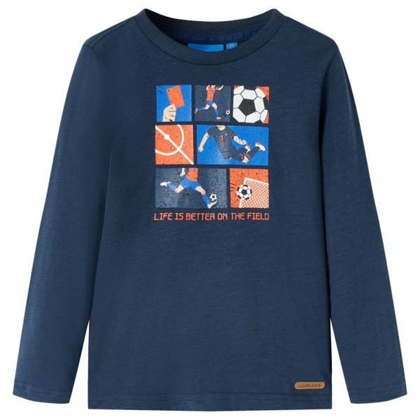 T-shirt de manga comprida para criança azul-marinho mesclado 104