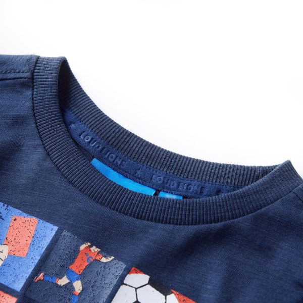 T-shirt de manga comprida para criança azul-marinho mesclado 116 - Image 3