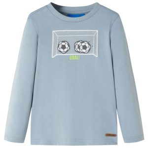 T-shirt de manga comprida para criança azul-claro 140