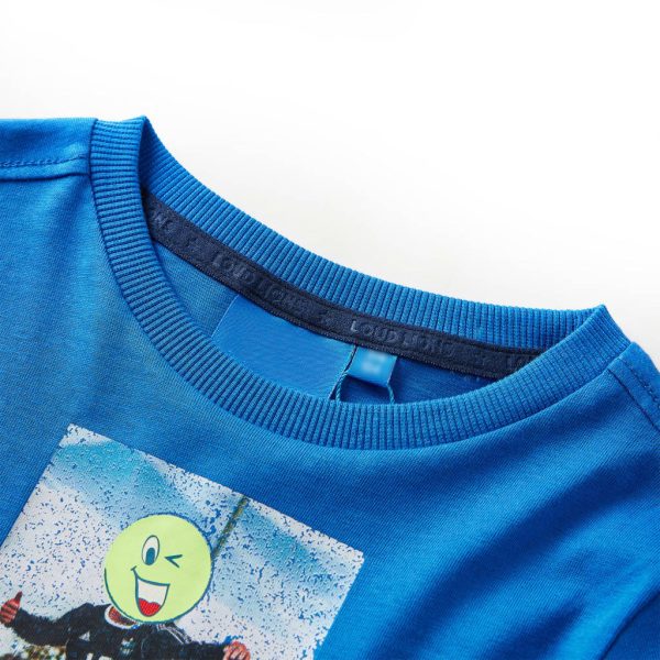 T-shirt de manga comprida para criança azul-cobalto 104 - Image 3