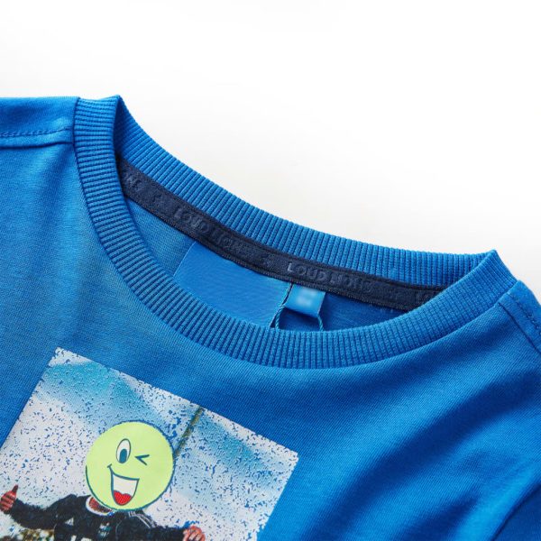 T-shirt de manga comprida para criança azul-cobalto 116 - Image 3