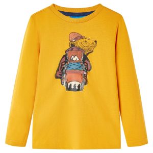 T-shirt de manga comprida para criança cor ocre 92