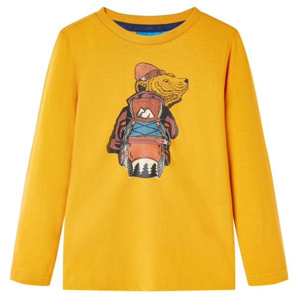 T-shirt de manga comprida para criança cor ocre 92