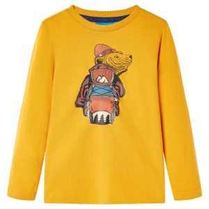 T-shirt de manga comprida para criança cor ocre 104