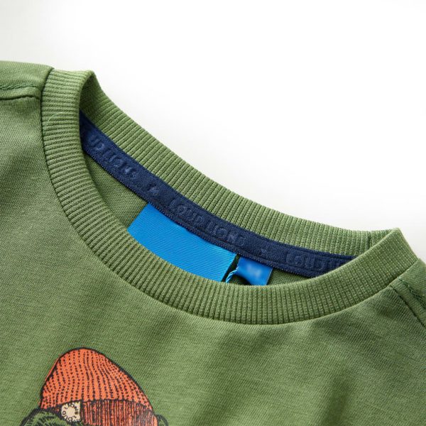 T-shirt de manga comprida para criança caqui-claro 140 - Image 3
