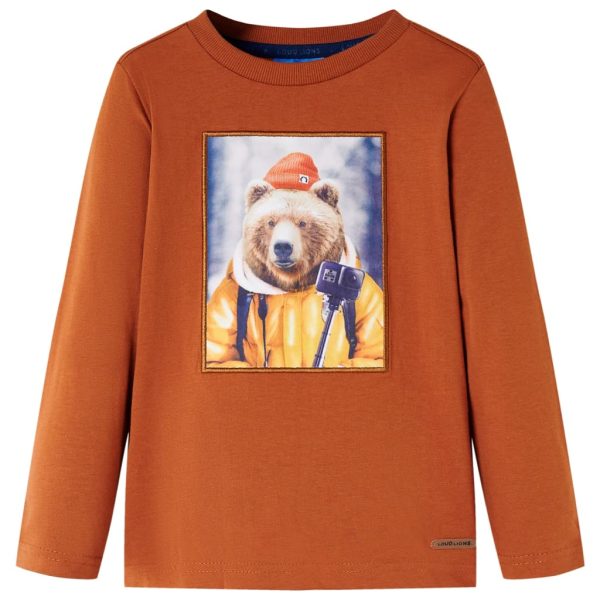 T-shirt de manga comprida para criança laranja-queimado 128