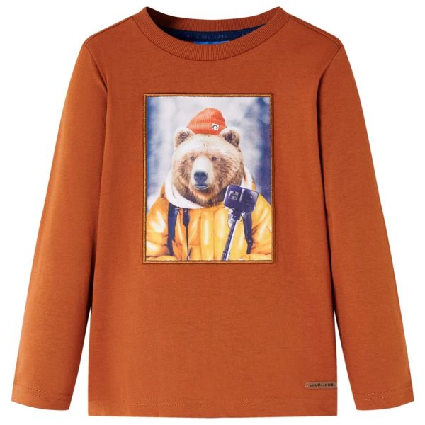 T-shirt de manga comprida para criança laranja-queimado 140