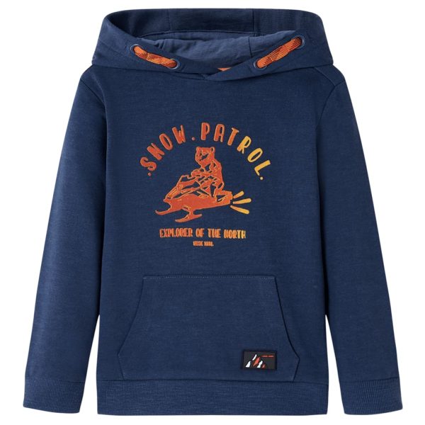 Sweatshirt para criança com capuz azul-marinho mesclado e laranja 140