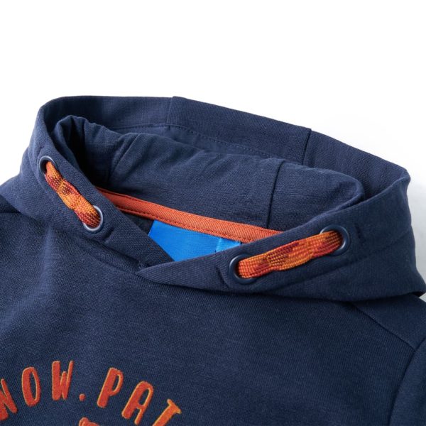 Sweatshirt para criança com capuz azul-marinho mesclado e laranja 140 - Image 3