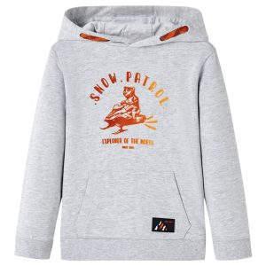 Sweatshirt para criança com capuz cinzento mesclado e laranja 92