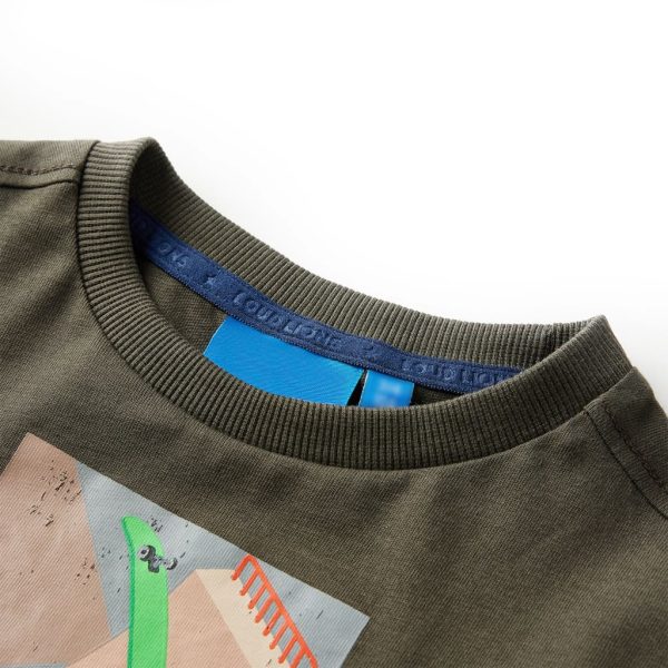 T-shirt de manga comprida para criança caqui 140 - Image 3