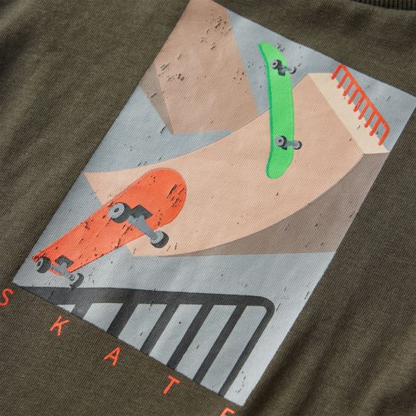 T-shirt de manga comprida para criança caqui 140 - Image 4