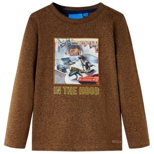 T-shirt de manga comprida para criança conhaque mesclado 104