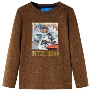 T-shirt de manga comprida para criança conhaque mesclado 128