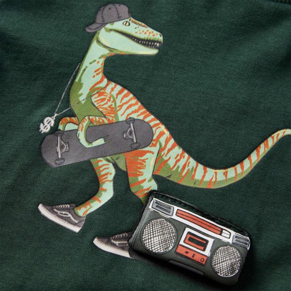 T-shirt de manga comprida para criança verde-escuro 92 - Image 4