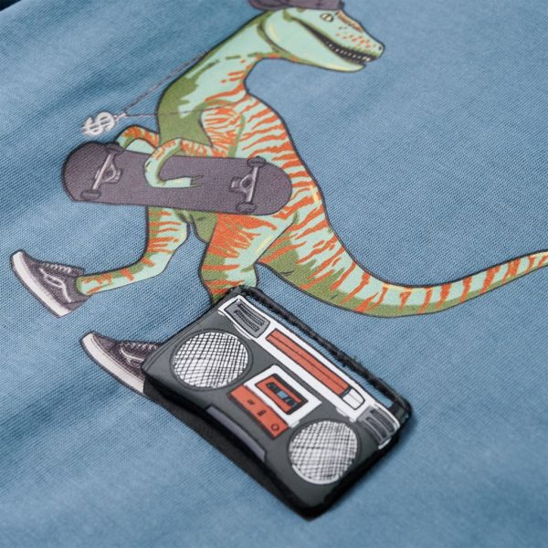 T-shirt de manga comprida para criança azul médio 92 - Image 4