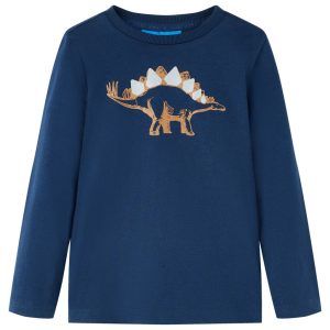 T-shirt de manga comprida para criança azul-marinho 128